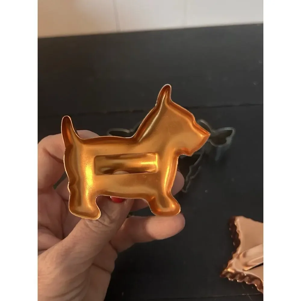 Vintage Metal Cookie Cutters Lot of 6 Butterfly Dog Bell Unbranded
